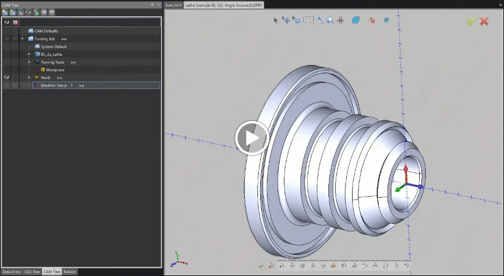 Selección directa de sólidos y superficies en torno